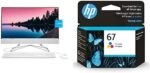 HP All-in-One Desktop PC, 11th Gen Intel Core i3-1115G4 Processor, Full HD 23.8” Display & 67 Tri-Color Ink Cartridge | Works with HP DeskJet 1255, 2700, 4100 Series, HP Envy 6000, 6400 Series