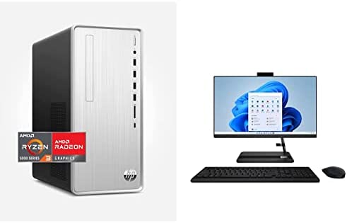 HP Pavilion Desktop PC & Lenovo IdeaCentre AIO 3i 22" All-in-One Computer, Intel Core i3-1115G4, FHD Touch Display, 8GB RAM, 256GB SSD, DVD RW Drive, Windows 11