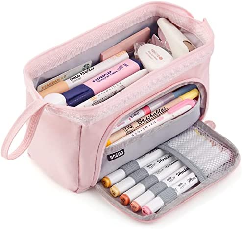 Portable School Pencil Case Pen Pouch Pencil Bags with Zipper for Teenager  Large Stationery Organizer Office Supplies