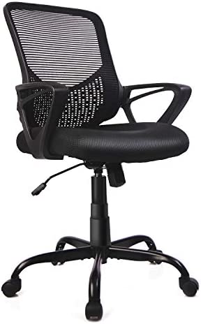 Home Office Chair, Mid Back Desk Chair Ergonomic Computer Chair Executive Rolling Swivel Height Adjustable Mesh Task Chair with Lumbar Support Armrest (Mesh Back, Black)