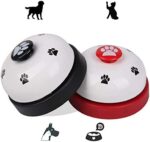 Joofanda Pets Training Bell 2 Pack Potty Training Bell Chromed Polished Stainless Steel with 2 Free Non-Slip Silicone Pad for Dog Bell, Service Bell, Desk Call