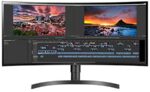 LG 34WN80C-B UltraWide Monitor 34” 21:9 Curved WQHD (3440 x 1440) IPS Display, USB Type-C (60W PD) , sRGB 99% Color Gamut, 3-Side Virtually Borderless Design, Tilt/Height Adjustable Stand - Black