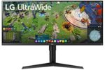 LG 34WP65G-B UltraWide Monitor 34" 21:9 FHD (2560 x 1080) IPS Display, VESA DisplayHDR 400, AMD FreeSync, Height and tilt Adjustable Stand - Black