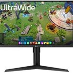 LG 34WP65G-B UltraWide Monitor 34" 21:9 FHD (2560 x 1080) IPS Display, VESA DisplayHDR 400, AMD FreeSync, Height and tilt Adjustable Stand - Black