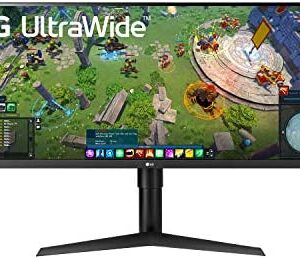 LG 34WP65G-B UltraWide Monitor 34" 21:9 FHD (2560 x 1080) IPS Display, VESA DisplayHDR 400, AMD FreeSync, Height and tilt Adjustable Stand - Black