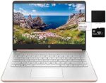 Newest HP 14" Thin Light Laptop, Intel 2-Core N4020, 8GB RAM, 128GB Storage(64GB eMMC+64GB Micro SD),1Yr Office, Win 10 Bundle with GaPi Mousepad (Rose Gold)