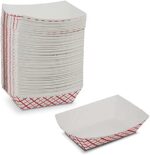 Paper Food Trays - 1/2 lb Small Disposable Plaid Classy Red and White Boats by MT Products (100 Pieces)