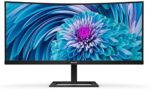 Philips 346E2CUAE 34" Curved Frameless, UltraWide QHD 3440x1440,100Hz, 121% sRGB, 1ms MPRT, USB-C Docking, MultiView PIP/PBP, Height Adjustable, 4Yr Advance Replacement, Black