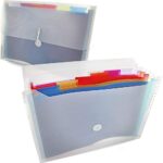 Rainbow 7-Pocket Letter Size Poly Expanding File High Capacity Plastic Business Portable Accordion File Bag Folder Office Organizer for Receipts and Checks Pack of 2 - by Emraw