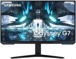 SAMSUNG 28" Odyssey G70A Gaming Computer Monitor, 4K UHD LED Display, HDR 400, 144Hz, G-Sync and FreeSync Premium Support, Front Light Panels, LS28AG700NNXZA, Black