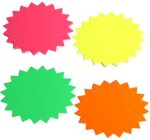 SBYURE Starburst Signs,80 Pack Fluorescent Neon Signs Star Burst Paper Signs,3.2 x 4.3 Inches 4 Bright Colors Display Tags