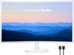 Samsung 27” Curved 1080p Full HD Ultra Slim Computer Monitor, AMD FreeSync, HDMI, VGA, 4ms, VESA Mountable, NLY HDMI Cable, White