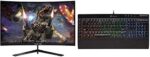 Sceptre 24-Inch Gaming LED Monitor, Machine Black & Corsair K55 RGB Gaming Keyboard – IP42 Dust and Water Resistance – 6 Programmable Macro Keys – Dedicated Media Keys