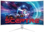 Sceptre Curved 40" Class 16:9 QHD 2560x1440 Gaming Display DisplayPort up to 165Hz AMD FreeSync Premium HDR400, 1ms MPRT 3000R Height Adjustable Nebula Series White (C408B-QWN168W)