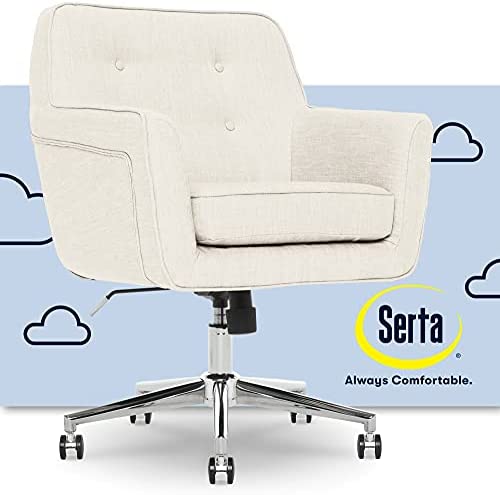 Serta Ashland Ergonomic Home Office Chair with Memory Foam Cushioning,  Chrome-Finished Stainless Steel Base, 360-