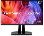 ViewSonic VP3256-4K 32 Inch Premium IPS 4K Ergonomic Monitor with Ultra-Thin Bezels, Color Accuracy, Pantone Validated, HDMI, DisplayPort and USB Type-C for Professional Home and Office