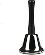 massmall Steel Tea Hand Bell Black Wooden Handle School Steel Tone Handbell Hand-Held School House Bell