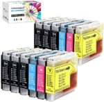 12-Pack LC51 Ink Cartridges Replacement for LC-51 Series Ink Work with Brother DCP-130C DCP-330C DCP-350C MFC-240C MFC-440CN MFC-685CW MFC-465CN MFC-3360C MFC-665CW FAX-2480C Printer (6BK, 2C, 2M, 2Y)