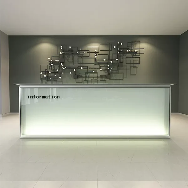 Modern L Shape Salon Reception Desk With LED Light