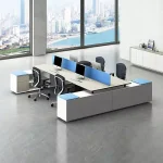 Fine wooden office table staff workstation for 4 people supply in bulk