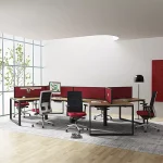 custom made office desk V Shape 6 People 120 Degree Workstation