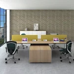 Top office furniture manufacturer 4-people knock down office table with cabinet