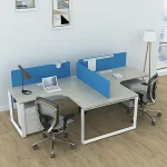 Buy modern design single side 2 seaters L shape MFC office desks and tables factory price