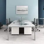 Wholesale white office desk table 6 person workstation modern China base