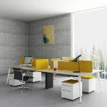 Business table steel frame furniture 4 seats office workstation