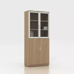 Wooden Bookshelf Office Filing Cabinet With Glass Door