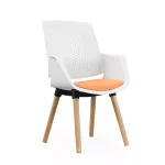 Nordic Modern Plastic Dining Chair Wooden Leg Vistor Chair