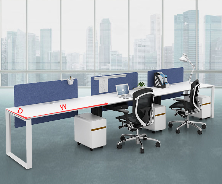 High quality modern style metal aluminum frame 3 seats office desk