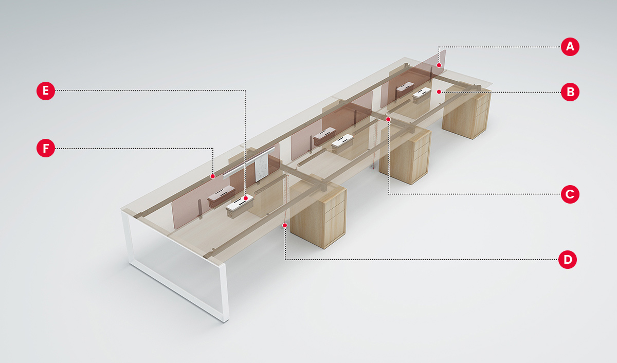 Wholesale face to face 6 person MDF office desks with storage fixed cabinet