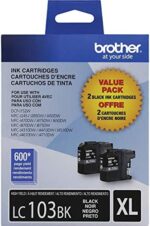 Brother Genuine High Yield Black -Ink -Cartridges, LC1032PKS, Replacement Black -Ink, Includes 2 -Cartridges of Black -Ink, Page Yield Up To 600 Pages/ -Cartridge, LC1032PKS