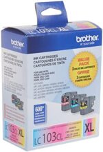 Brother Genuine High Yield Color Ink Cartridge, 3 Pack of LC103 , Replacement Color Ink Three Pack, Includes 1 Cartridge Each of Cyan, Magenta & Yellow, Page Yield Upto 600 Pages/Cartridge, LC103