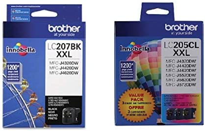 Brother LC207 Black Ink Cartridge with Super High Yield Color Cartridge Set
