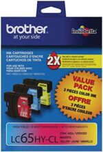 Brother LC65HYCL High-Yield 3-Pack -Ink Cartridge, 900 Page-Yield, Cyan Magenta Yellow