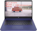 HP 14" HD Laptop BrightView Micro-Edge Computer, Intel Celeron N4020, 4GB RAM, 64GB SSD, WiFi, Bluetooth, Webcam, HDMI, Windows 11 Home S, Add 64GB ABYS MicroSD Card