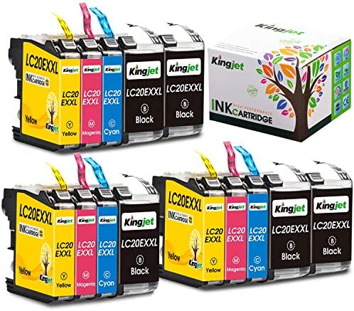 Kingjet Compatible Ink Cartridge Replacement for Brother LC20E LC20EXXL Super High Yield Work with MFC-J985DW J5920DW J775DW J985DWXL Printer -14 Pack (5BK, 3C, 3M, 3Y)