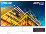 SAMSUNG UR59 Series 32-Inch 4K UHD (3840x2160) Computer Monitor, Curved, HDMI, Display Port, 3-Sided Border-Less, Eye Saver Mode (LU32R591CWNXZA) + Wacky Jacky Cleaning Cloth