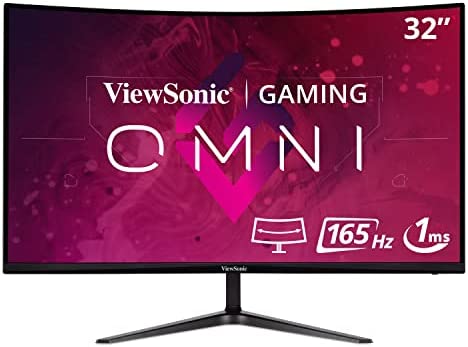 ViewSonic OMNI VX3218-PC-MHD 32 Inch Curved 1080p 1ms 165Hz Gaming Monitor with Adaptive Sync, Eye Care, HDMI and Display Port