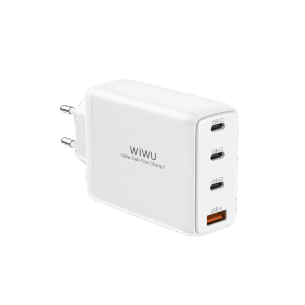 WIWU 120W USB Wall Charger 4 in 1 Mini GaN Quick Charger for Mobile Laptop UK EU US Plug Fast Charging