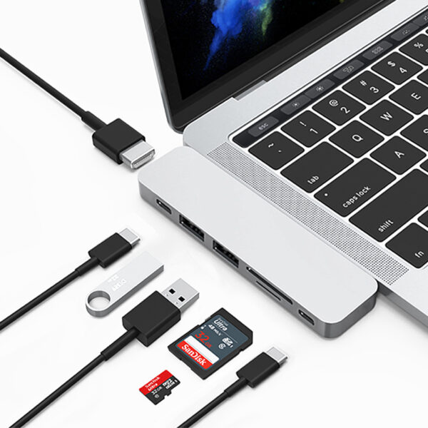 WiWU T8 usb 3.0 silver aluminum alloy usb 3.0 connector type c hub adapter