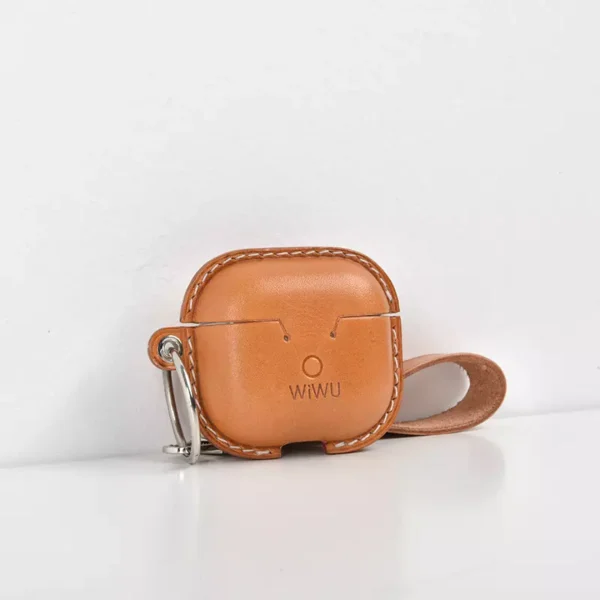 WiWU Genuine Leather Case for Airpods Series Protective Shockproof Earbuds Cover with Hook