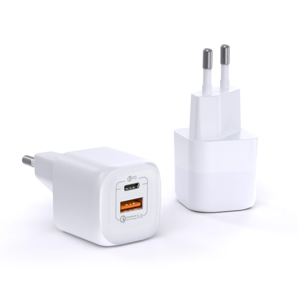 WiWU RY-U33 2 in 1 USB-C + USB-A 3.0 Wall Charger 33W Fast Charging Compatible iPhone iPad