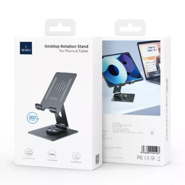 WiWU Portable Desktop Rotation Stand for Moible Phone Tablet Aluminum Alloy Adjustable Angle Foldable Stand Holder
