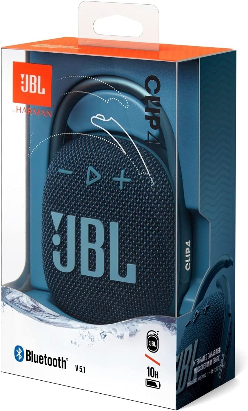  JBL Clip 4: Portable Speaker with Bluetooth, Built-in Battery,  Waterproof and Dustproof Feature - Black (JBLCLIP4BLKAM) : Electronics