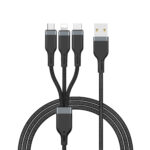 WiWU PT05 Platinum Charger 3 in 1 Cable (Lightning, Micro, Type C) Private Mould Aluminum+nylon Braided PD20W