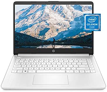HP 14 Laptop, Intel Celeron N4020, 4 GB RAM, 64 GB Storage, 14-inch Micro-edge HD Display, Windows 10 Home, Thin & Portable, 4K Graphics, One Year of Microsoft 365 (14-dq0040nr, 2021, Snowflake White)