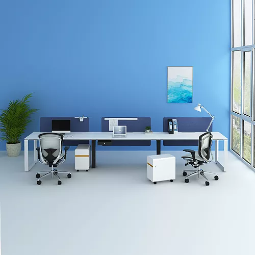 High quality modern style metal aluminum frame 3 seats office desk